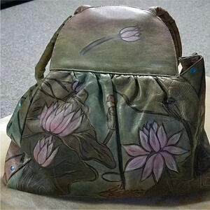 Fancy Nancy hand painted vintage leather purse